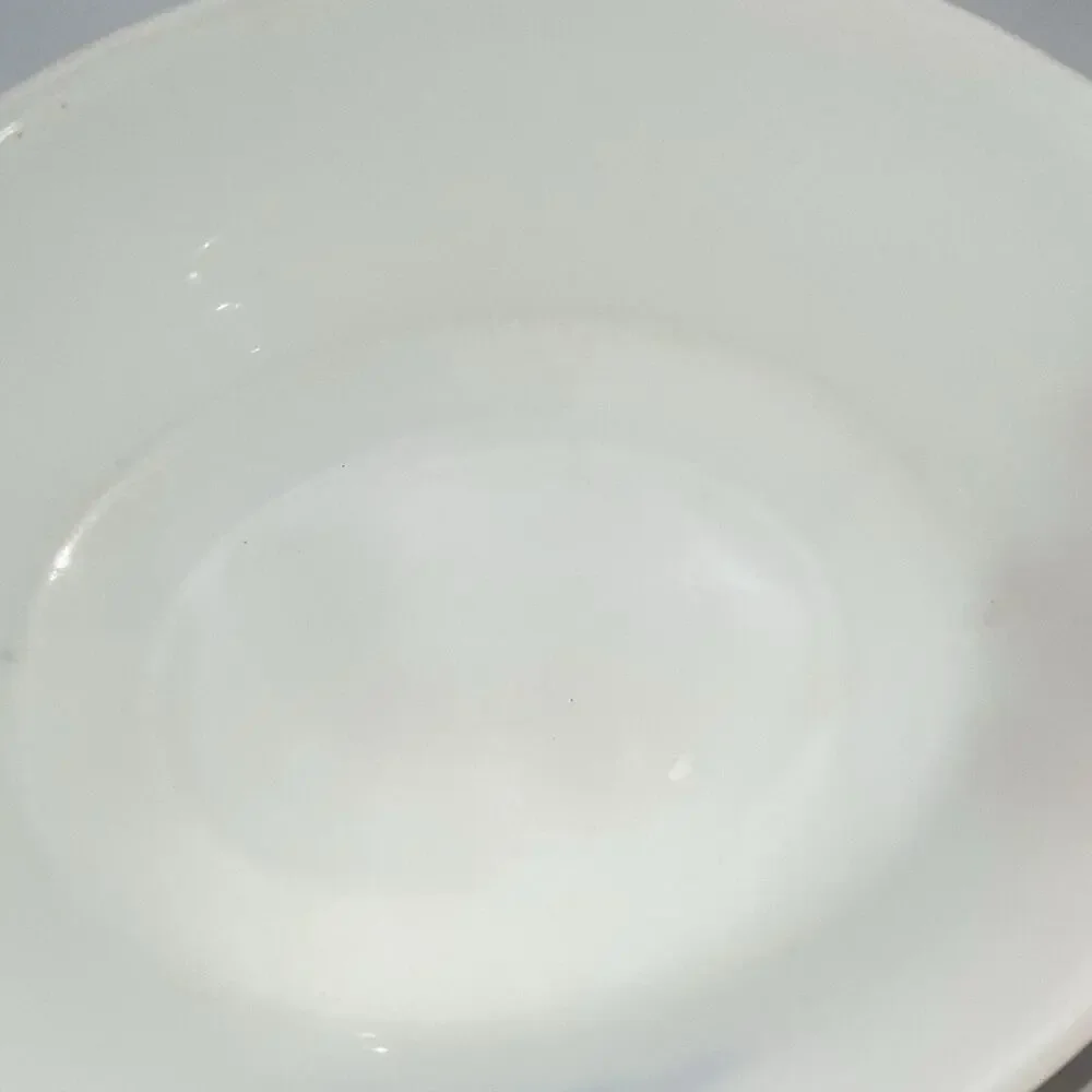 Fire-King Milk Glass Round Casserole Dish White Blue Floral Pattern 428